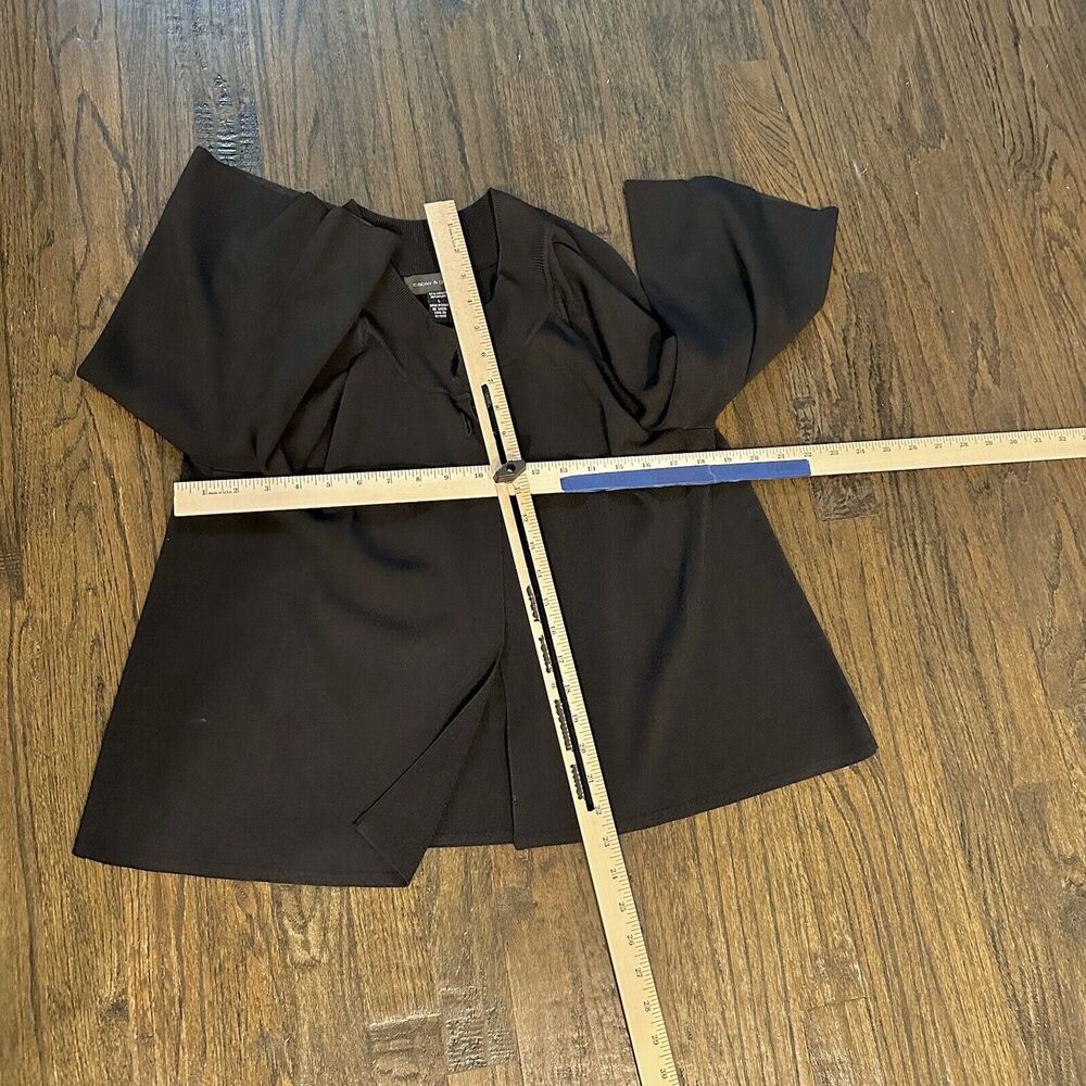 Cable & Gauge Women Black Round Neck Crop Double Button Cardigan Sz Large - Picture 4 of 4